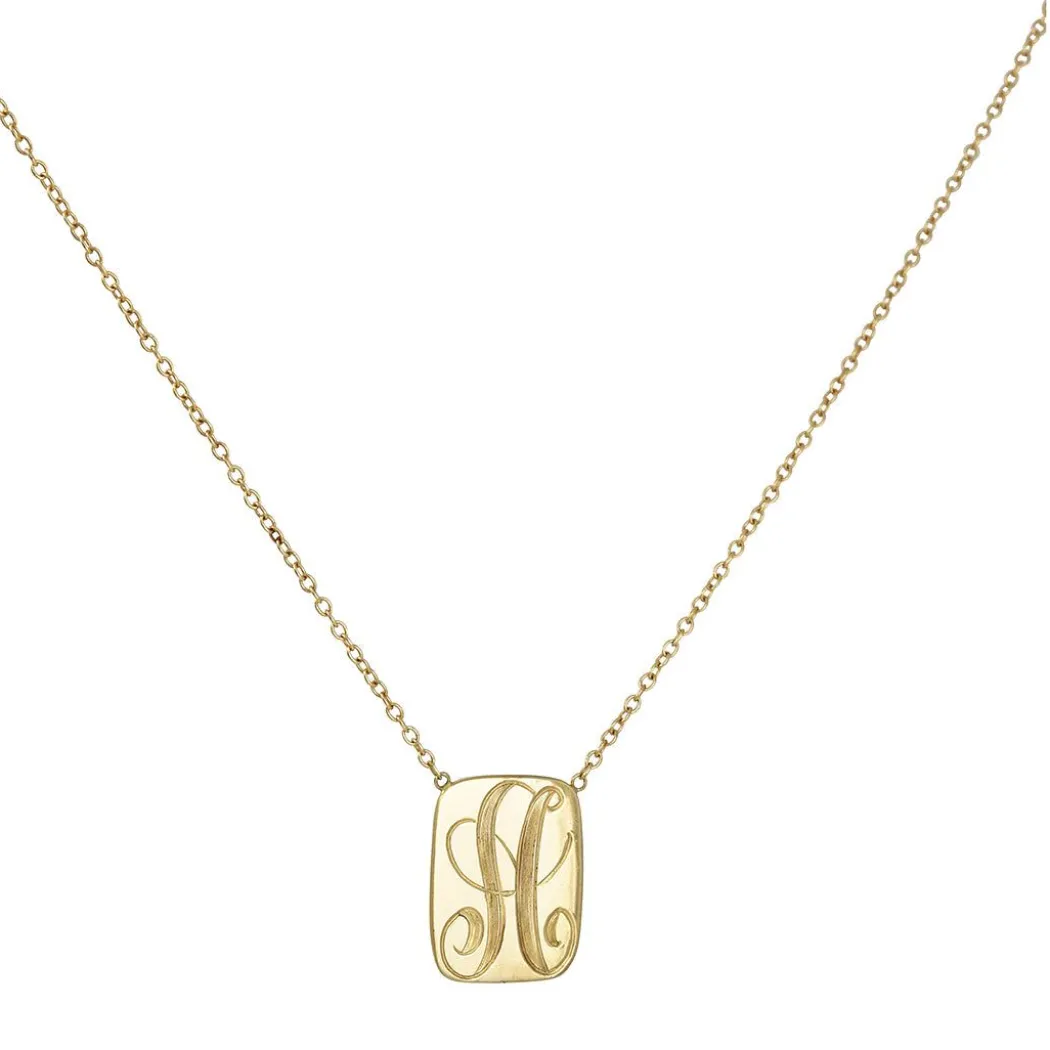Ariel Gordon - Letter A Engraved Dog tag Necklace