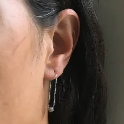 Carla Caruso - Medium Pearl Arch Earrings With Grey Freshwater Pearls