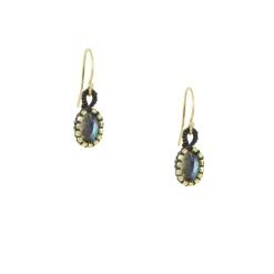 Danielle Welmond - Crocheted Cage Drop Earrings With Labradorite Ovals
