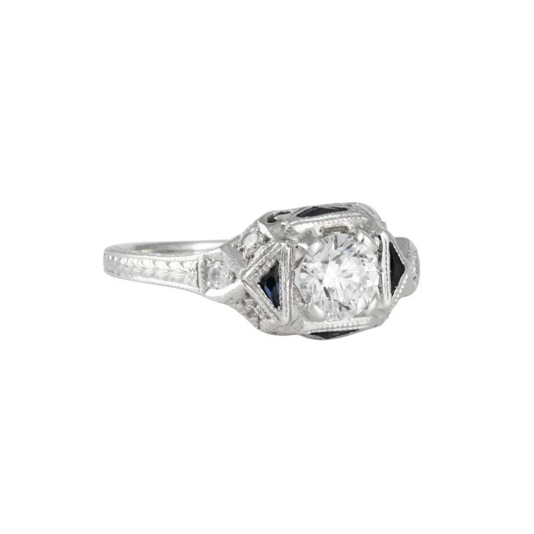 Infinity Collection - Vintage Style Diamond and Sapphire Ring